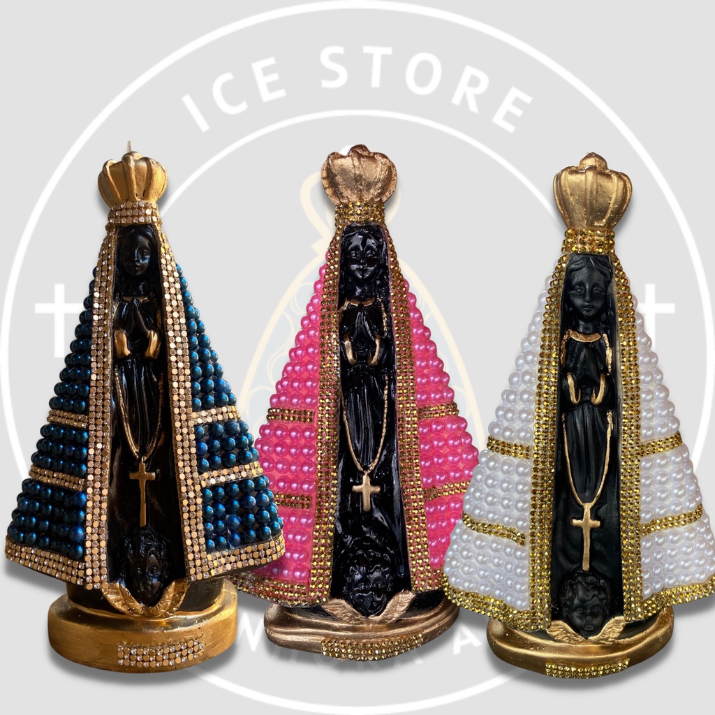 Imagem de Nossa Senhora Aparecida 25cm Pérola - Rosa/Azul/Branca