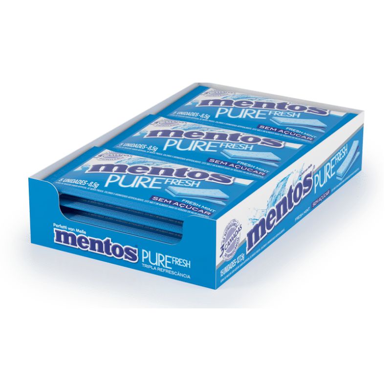 Chiclete Mentos Mentos 3 Camadas Mentos Pure Fresh Goma De Mascar Sabor Fresh Mint Display 2731