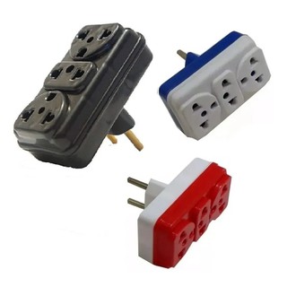 Kit 3 Adaptadores Triplo para Tomada Multiuso Padrão Adaptador Novo e Antigo