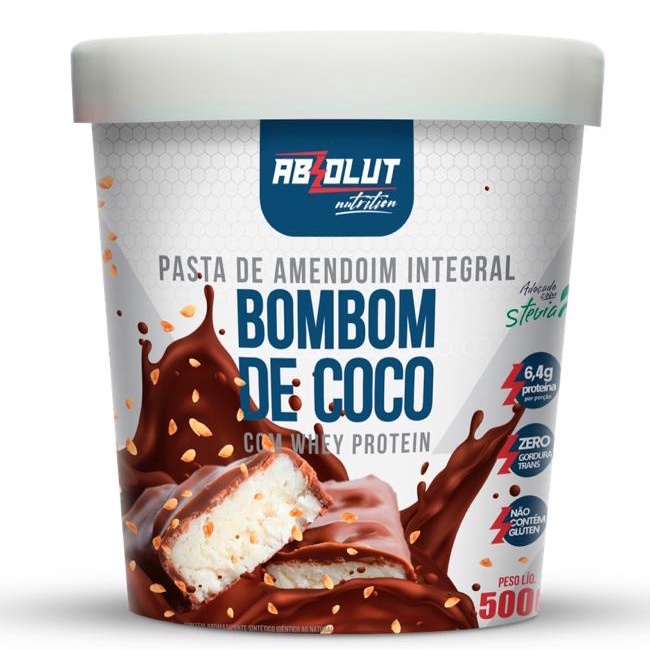 Pasta de Amendoim Integral Gourmet Com Whey Protein Absolut Nutrition  Adoçado com Stévia 500g