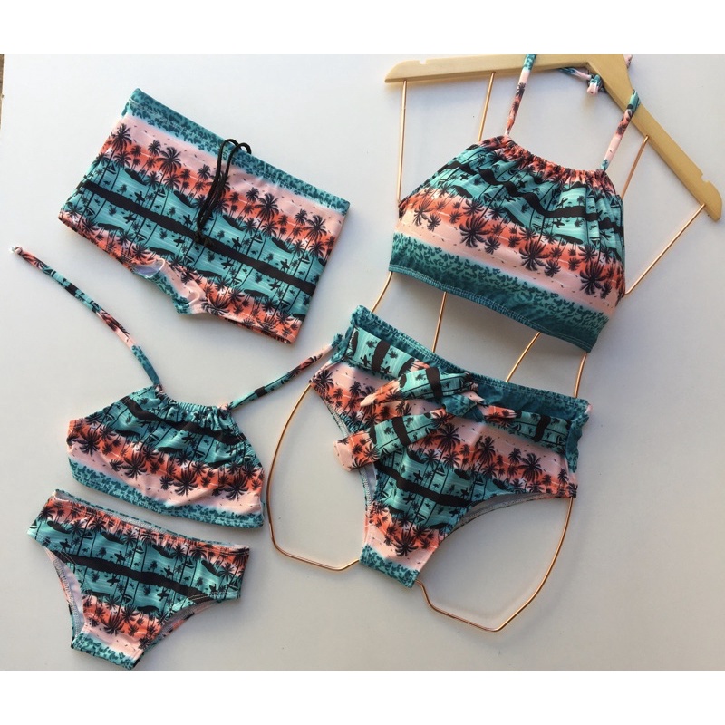 Kit Família Mãe Filha Pai - 2 Biquinis 1 Sunga - Moda Praia LANDSCAPE