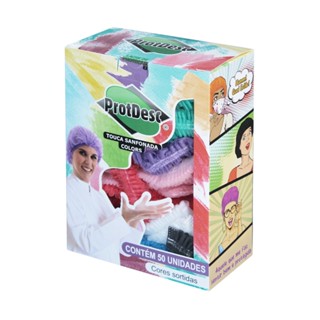 Touca Descartável Sanfonada TNT Colorida Protdesc 50 Unidades em Oferta na Shopee