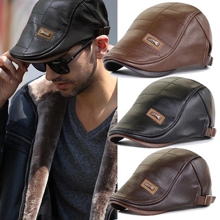 Chapéu De Boina De Couro Retro Newsboy Chapéus De Boinas Planos Para Homens