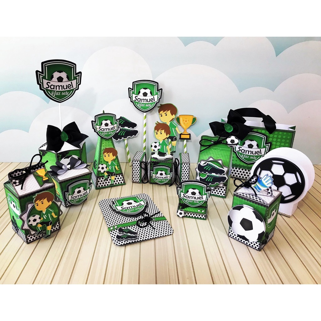 Kit Caixinhas 3D Lembrancinha Personalizada Futebol Aniversario Festa Infantil