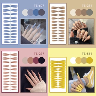 24 Pçs Unhas Postiças/Adesivos De Unha/Francês/Brilhante/Quadrada Para Manicure/Arte Em