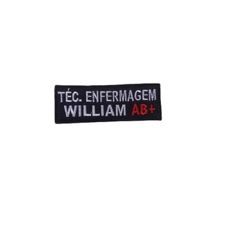 Bordado Tec. enfermagem + nome Personalizado com a tipagem sanguínea Bordado personalizado Patch