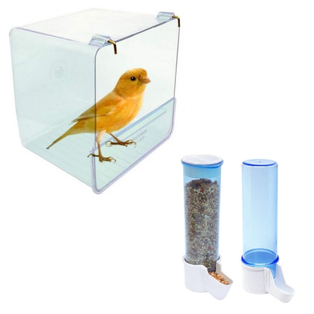 Kit Banheira Externa Para Gaiolas de Pássaros 500ml + Comedouro e Bebedouro Automático Malha Fina em Oferta na Shopee