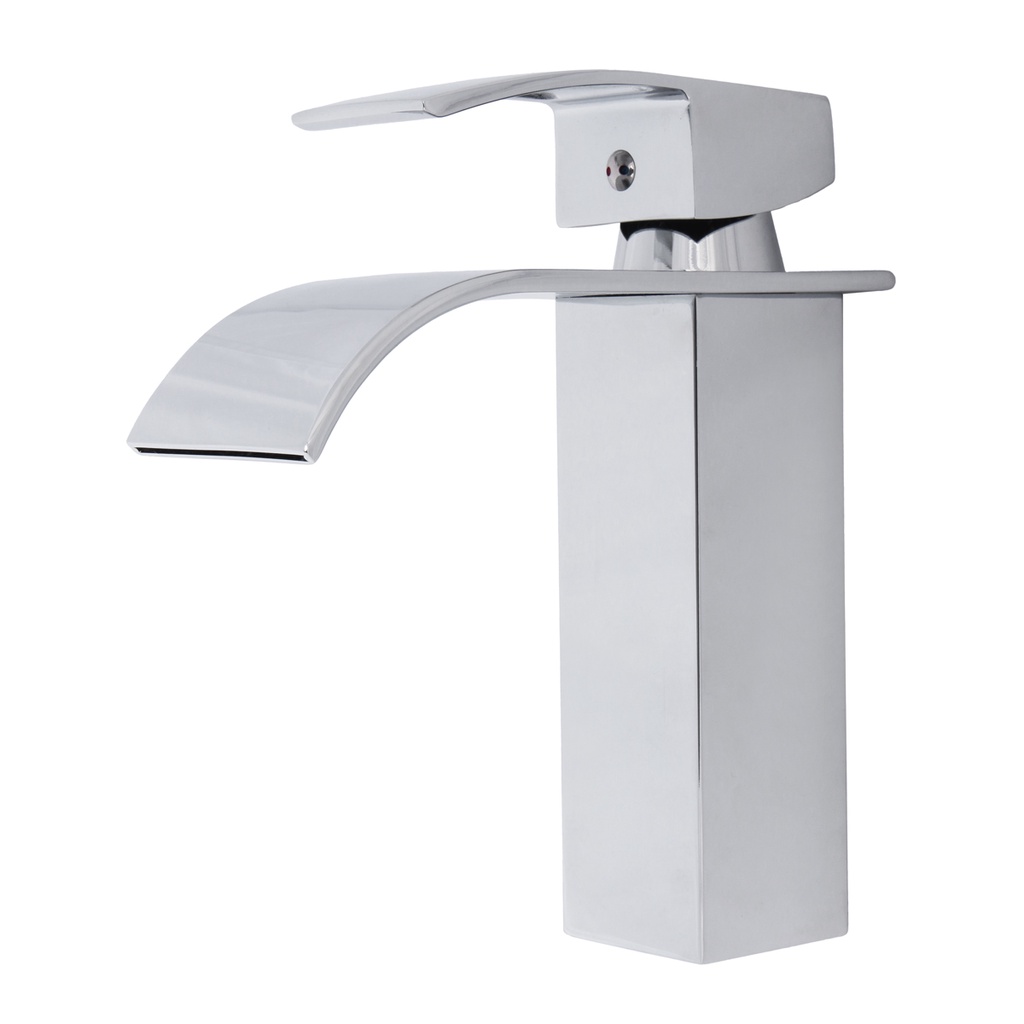 Torneira de Banheiro Monocomando 27cm Quadrada Cascata  Perfil Baixo Cromado