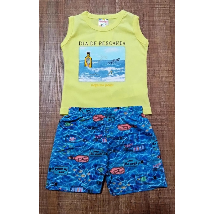 Conjunto de Bebê Brandili Menino Verão Infantil Masculino Shorts e Camiseta