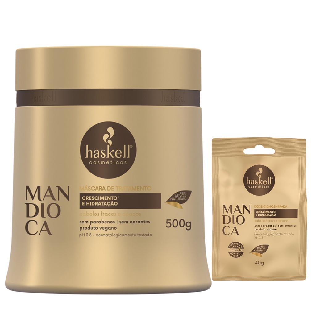 Máscara Hidratante Mandioca Haskell 500g + Dose Tratamento Imediato 40g