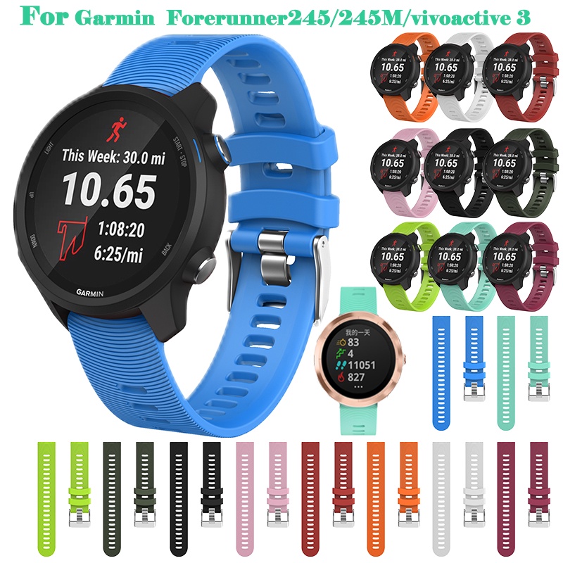 Bracelete De Silicone De 20MM Para Garmin Forerunner 245M/245/Samsung Galaxy Watch Active/Huawei 2 Pulseira De Reposição Smartwatch Relógio Smart Accessory