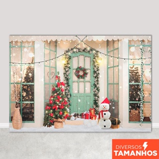 Painel Fundo Fotográfico Natal Cenário Porta Natalina Verde Sublimado Em Tecido - FNT-658 em Oferta na Shopee