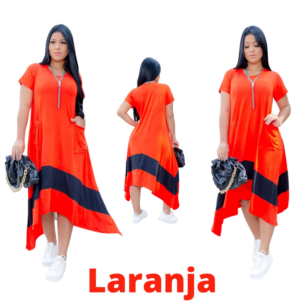 Vestido Bicolor Feminino Manga Curta de Bico Plus Size Lançamento Moda Feminina Verão Saruel Ropas feminina Plus Size