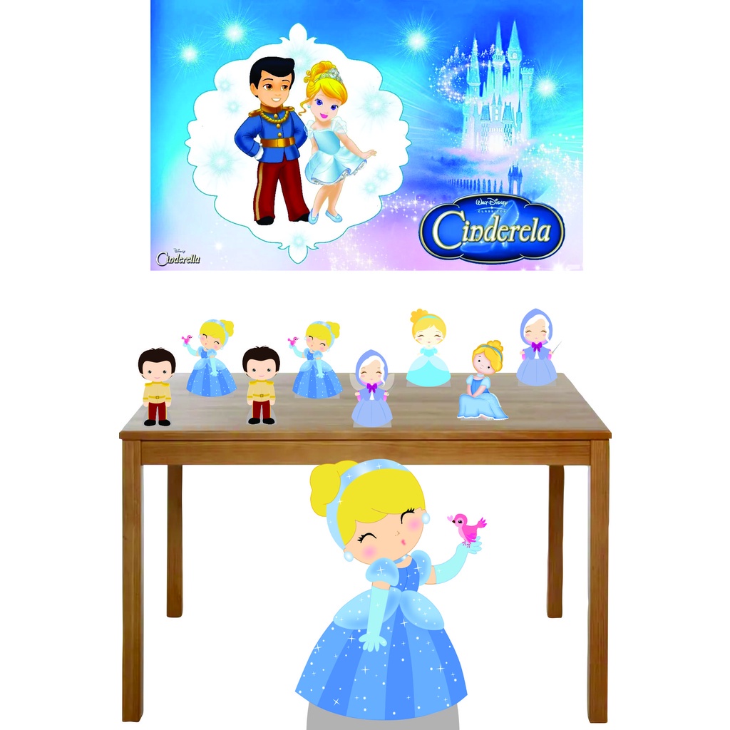 Kit Totens Display CINDERELA CUTE - Display para mesa e chão + Painel