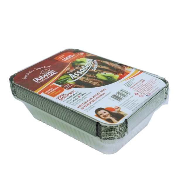 ASSADEIRA  ALUMÍNIO RETANGULAR C/ TAMPA 1000ML 12UN VABENE