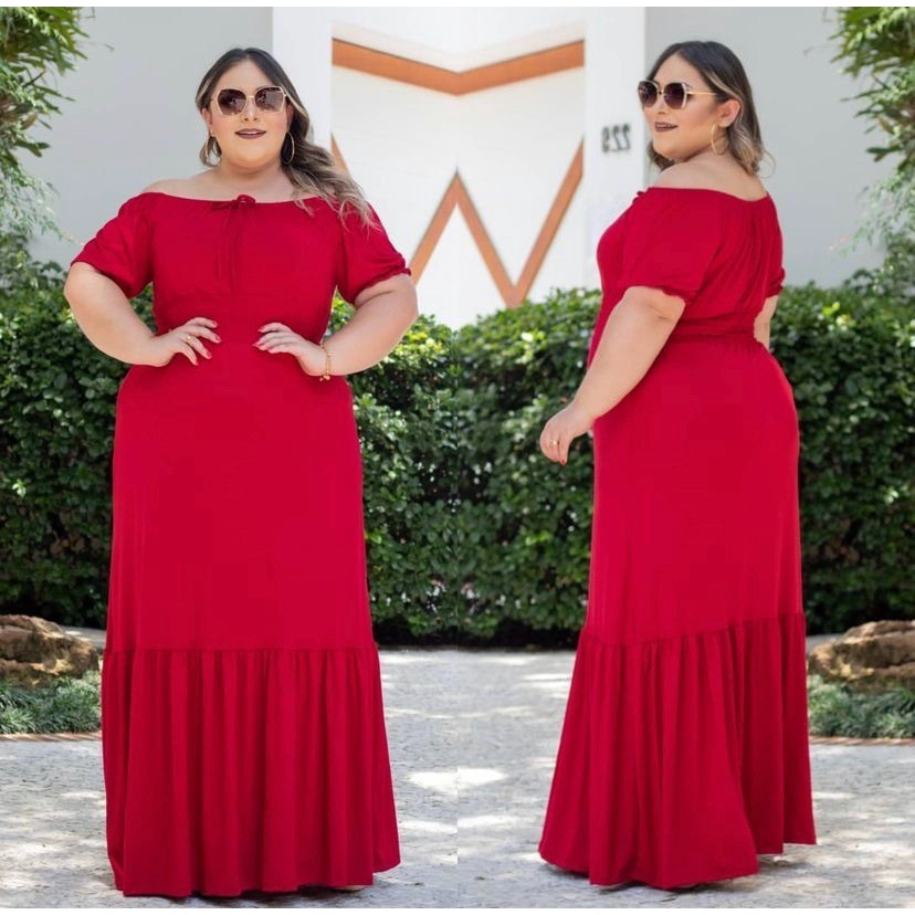 Vestido Longo Ciganinha Plus Size Babado Na Barra Divo Top Super Oferta