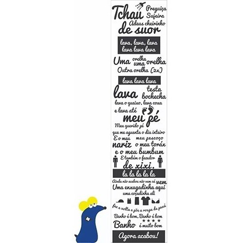 Adesivo Decorativo Banheiro Box Música Ratinho Ratimbum Lava - Home & Living