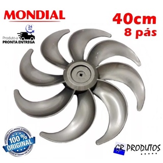 Hélice Ventilador Mondial 40 cm 8 pas Polishop Original EIXO Redondo 8mm PRATA