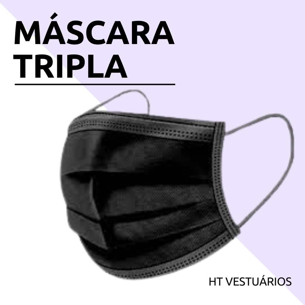 Máscara Descartável Tripla Preta Proteção (KIT 50/100/200) Shopee Brasil