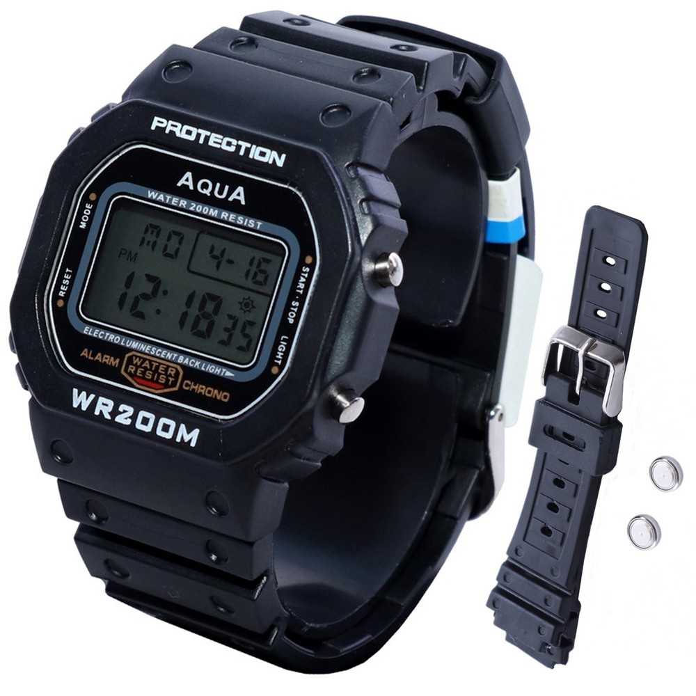 Relógio Digital Barato Aqua Presidente Masculino Prova Dagua + Caixinha Pulseira e Pilha Extra