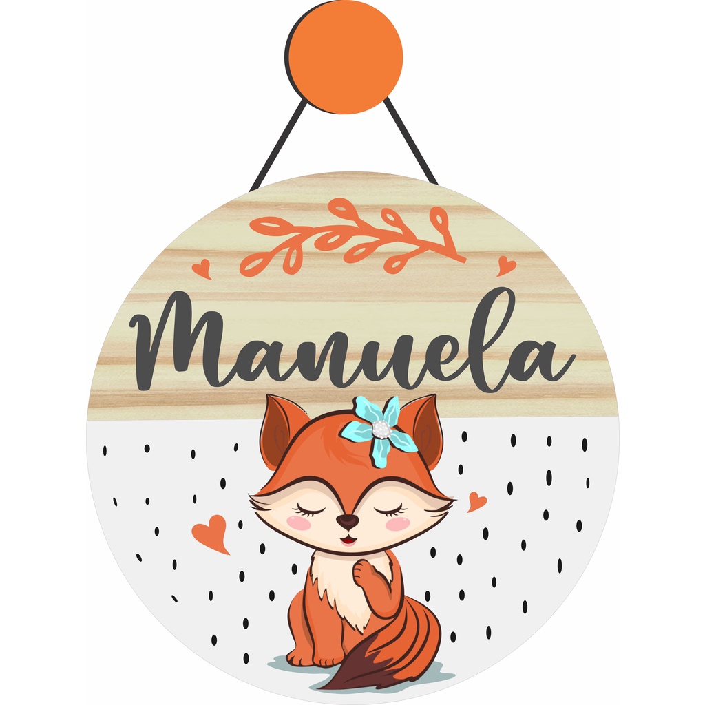 Enfeite Porta Maternidade Raposa, Raposinha Princesa - Quarto Infantil Nome Bebê. Guirlanda