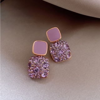 Brincos De Liga Metálica Com Strass Incrustados Elegante E Roxo Da Moda Para Mulheres/Bijuteria/Presentes PD720