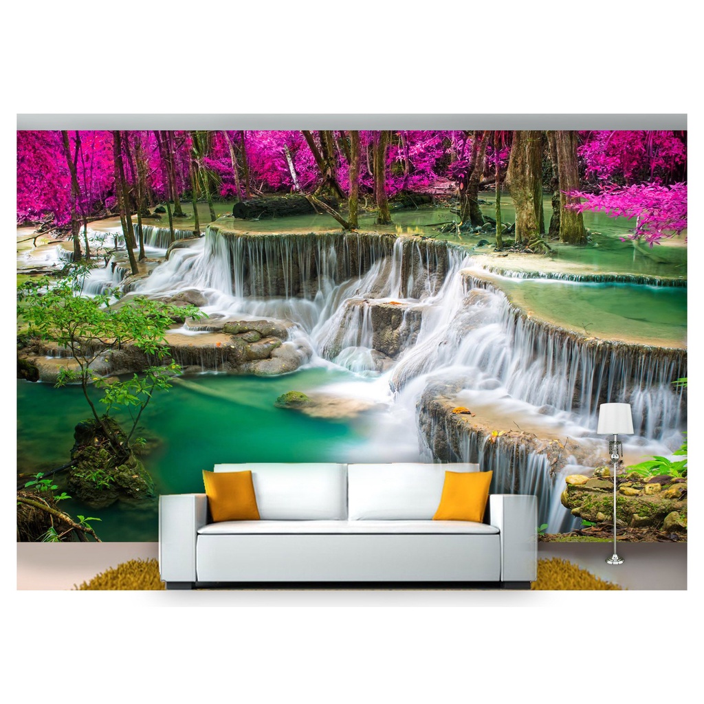papel de parede Cachoeira Natureza Mata 3D 7,5m² NCH207