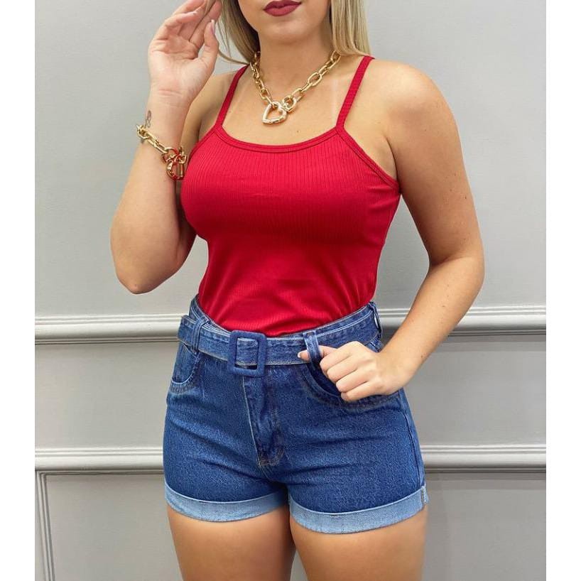 Blusinha Alcinha Regata Básica Feminina Canelada