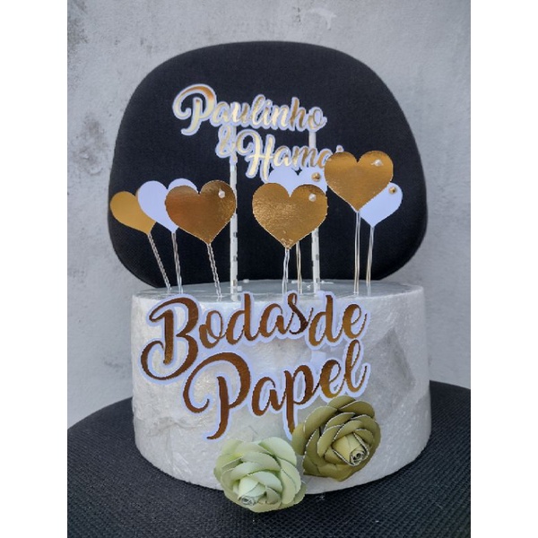 Topo Bolo Bodas De Papel Shopee Brasil 5948