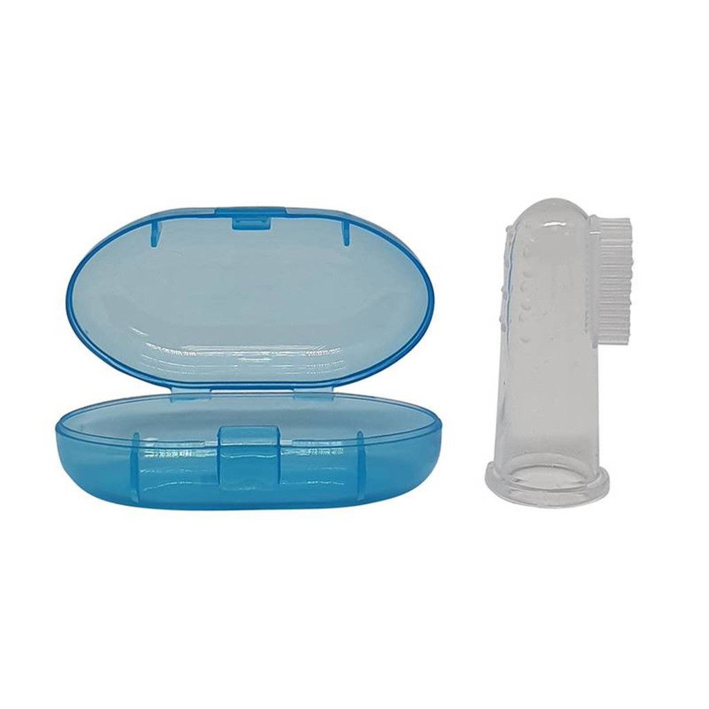 Escova Dente Massageadora De Dedo P/ Bebê Silicone C/ Estojo