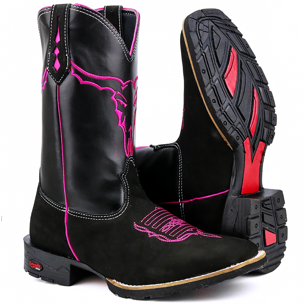 Bota Texana Montaria Cano Longo country Feminina promoção Em Couro