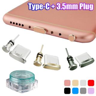 Metal Anti Poeira Plug + Carregador De 3.5mm Tampa Rolha Doca Para Cabos Tipo C