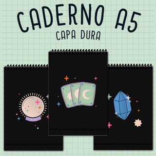 Caderno Wicca A5 Capa Dura e Espiral no topo.