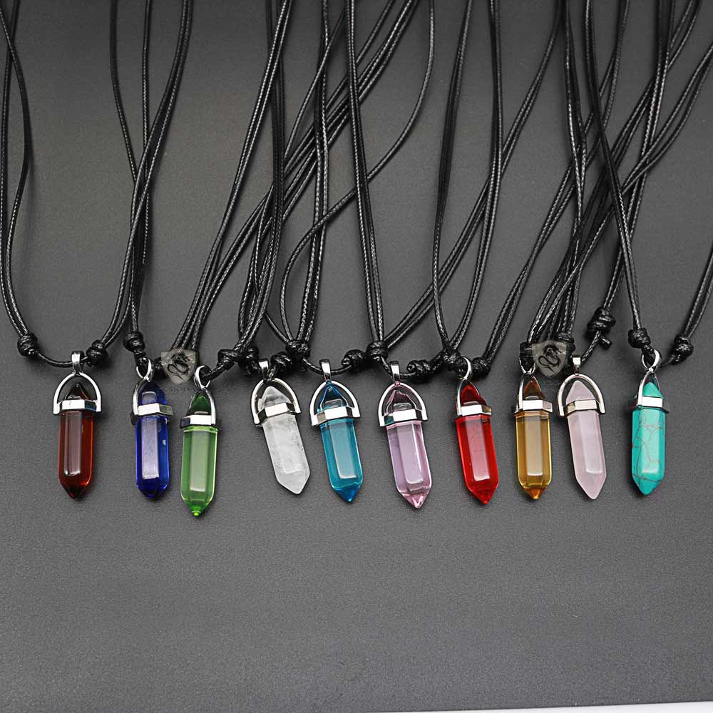 colar pedra lua onix estrela cristal resina vermelha verde azul branco cordão preto lua estrela sol