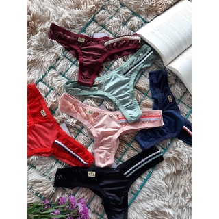 Kit com 6 Calcinha Feminina Tanga Lingerie Sexy Arco Íris Com Detalhe em Renda