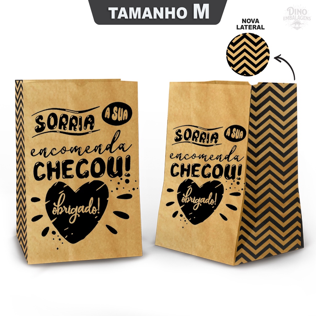 Saco Kraft Delivery Estampado Tamanho M (100 unidades) em Oferta na Shopee