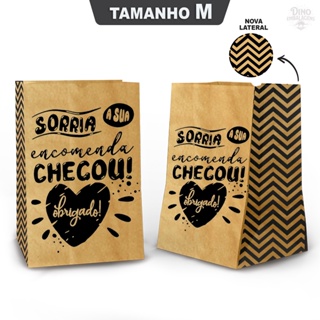 Saco Kraft Delivery Estampado Tamanho M (100 unidades) em Oferta na Shopee