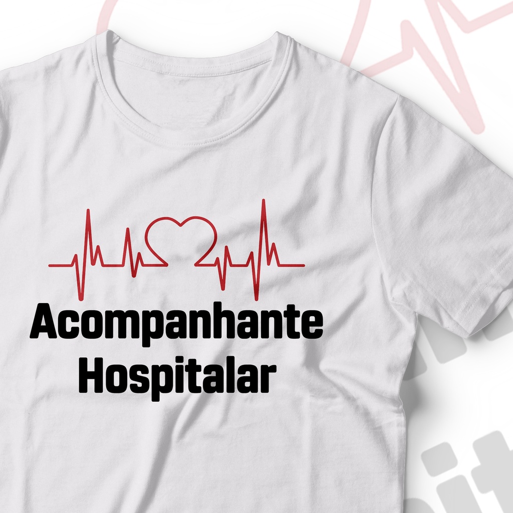 Camisa Acompanhante Hospitalar Branca em malha PP Vários Tamanhos Tshirt para Acompanhante Hospitalar Cuidador Hospital