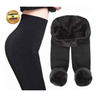 Legging Flanelada, peluciada por dentro, legging térmica cintura alta em Oferta na Shopee