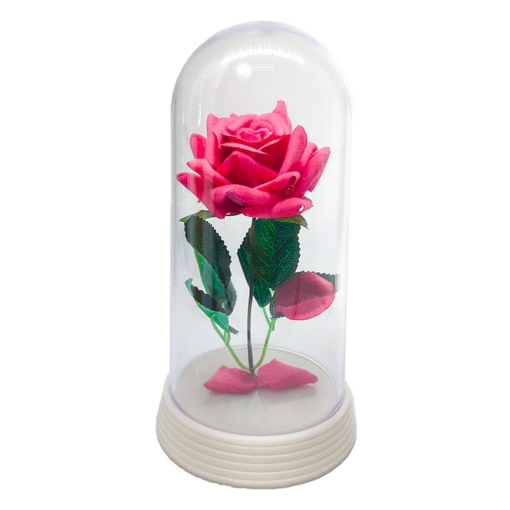 Redoma Cúpula A Rosa Encantada A Bela E A Fera / Pequeno Príncipe Base Perola Rosa Pink