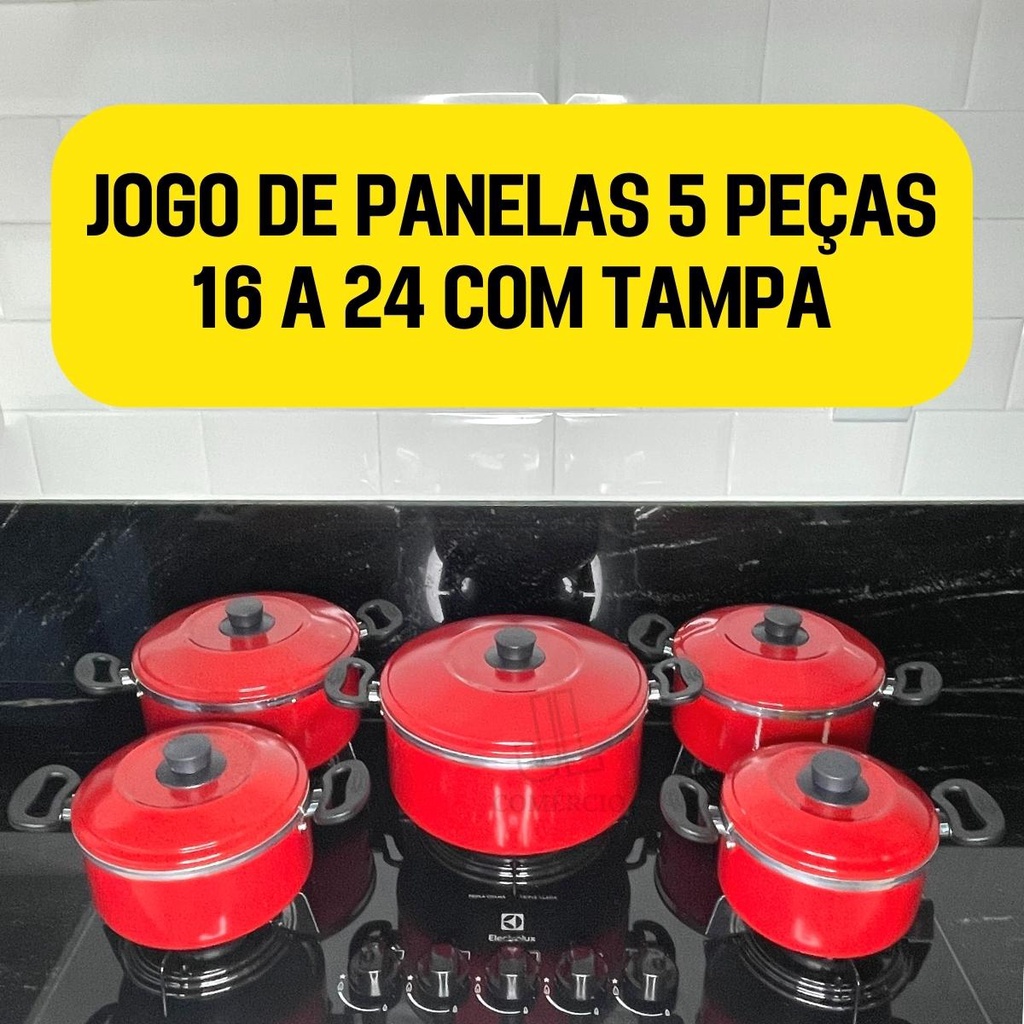 Conjunto de Caçarola 5 Peças Vermelha Conjunto Kit Jogo de Panela