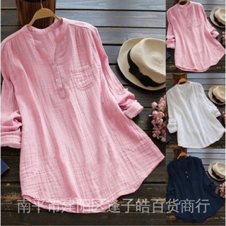 Blusa Solta Camisetas Femininas De Cor Sólida Manga Longa Casual Plus Size