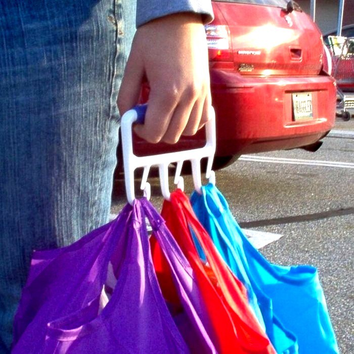 2 Suportes Carregador De Sacolas Alças Bolsas Saco Mercado