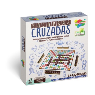 Jogo Palavras Cruzadas 132 peças em madeira mdf Aquarela Brinquedos  + 7 anos