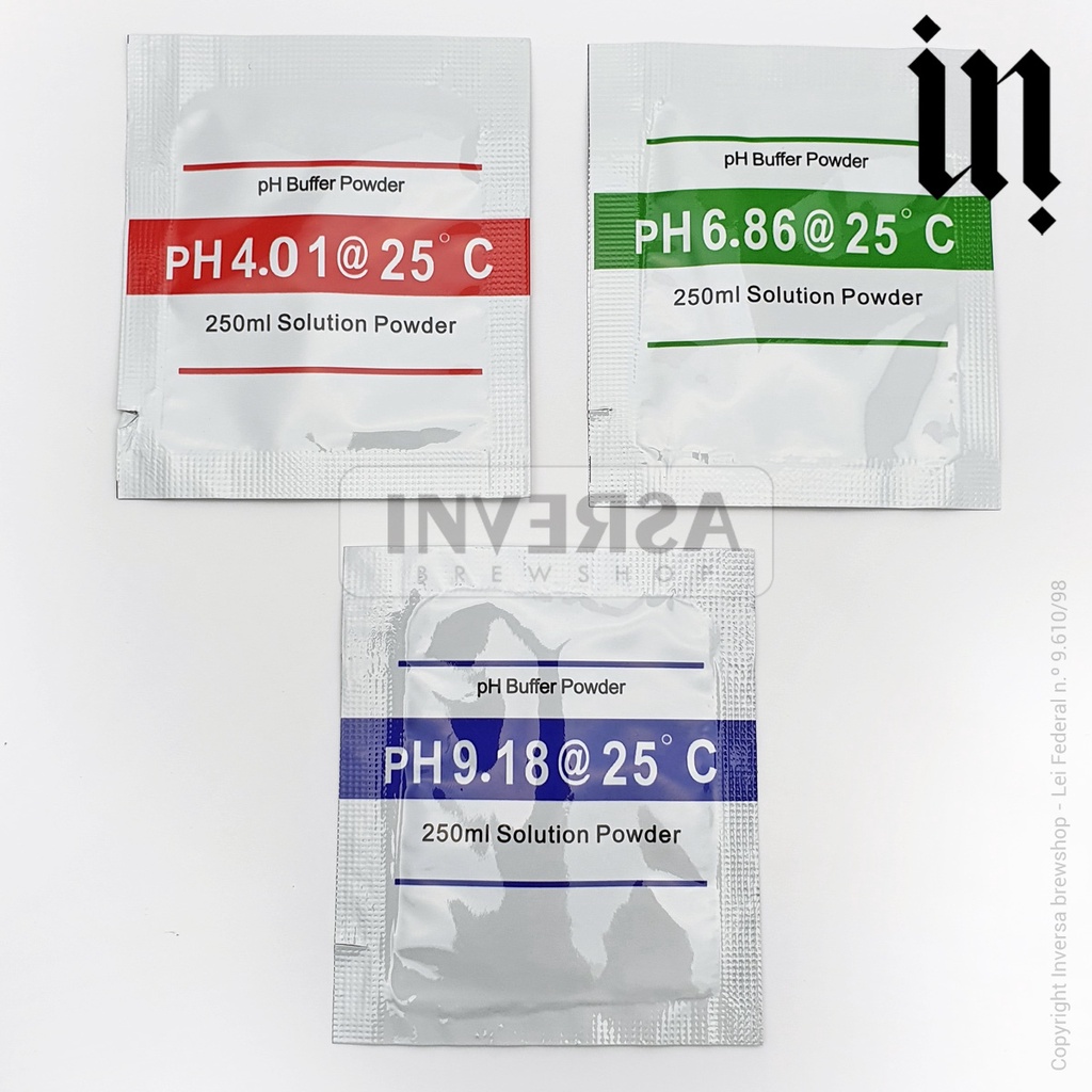Kit 3 Sachês Solução Calibração Medidor PH - 4.01 - 6.86 - 9.18 em Oferta na Shopee