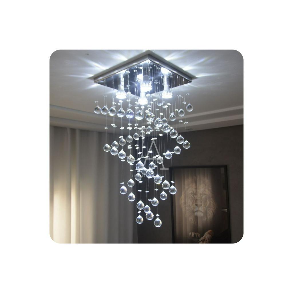 Pendente luminaria teto em Cristais Verdadeiros Para Sala de Jantar Apartamento Base 30x30cm LUSTRE