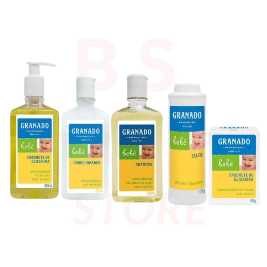 Kit Infantil Granado Bebê c/05 Produtos (sabonete líquido, shampoo, condicionador, talco + barra)