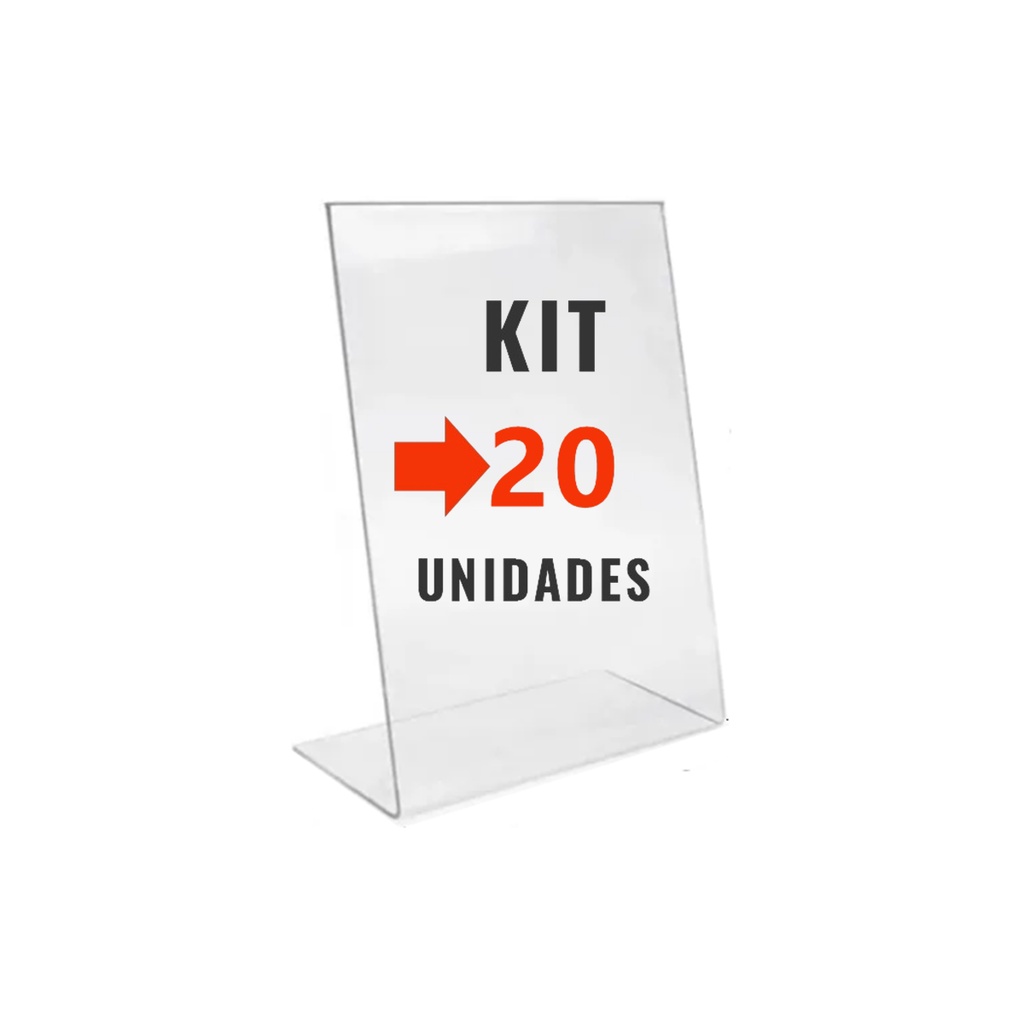 Kit com 20 Display Expositor Acrilico tamanho A5 15x21cm Vertical com Uma Dobra para adesivar PIX Qr Code Cardapio - Somente o Acrílico