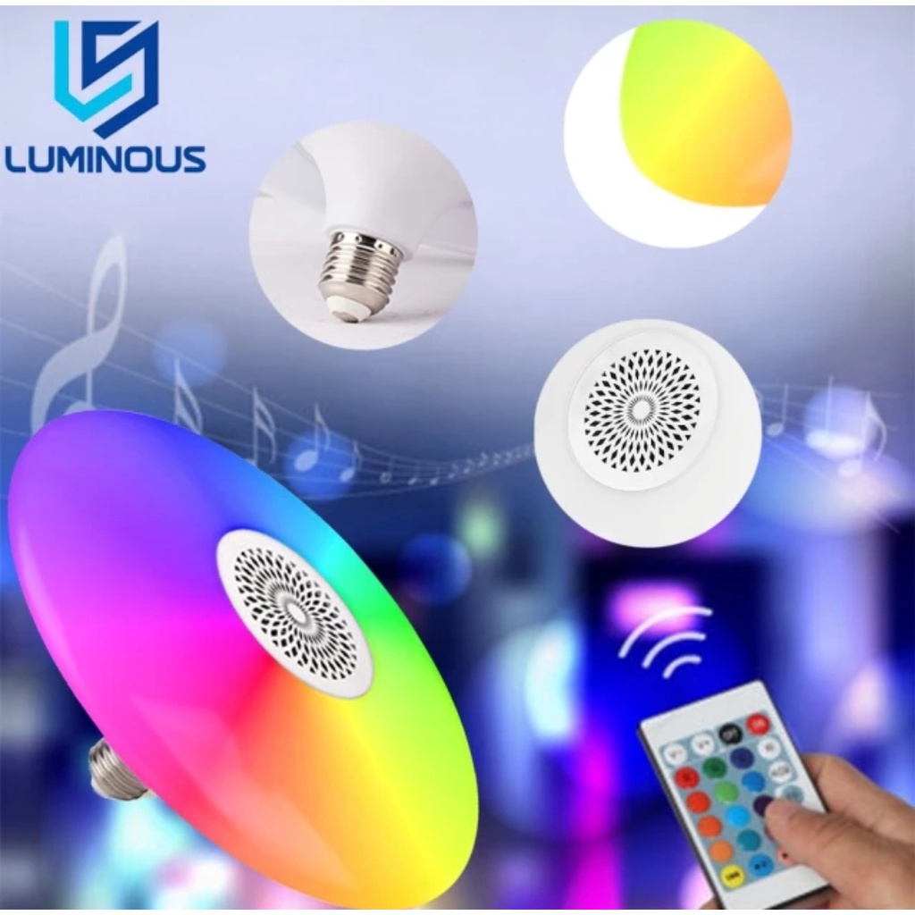Lâmpada Musical Bulbo Ufo 24w LED Rgb 16 Cores Controle Remoto e Luz Branca Bluetooth Música Caixa de Som