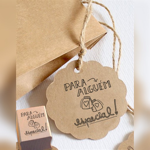 Carimbo PARA ALGUÉM ESPECIAL decorativo para mimo presentes brindes embalagens venda delivery ecomerce loja virtual tag embalagem sacolas bolsas caixas entrega roupas comidas doces
